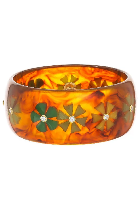 Topaz Flower Bakelite Bangle