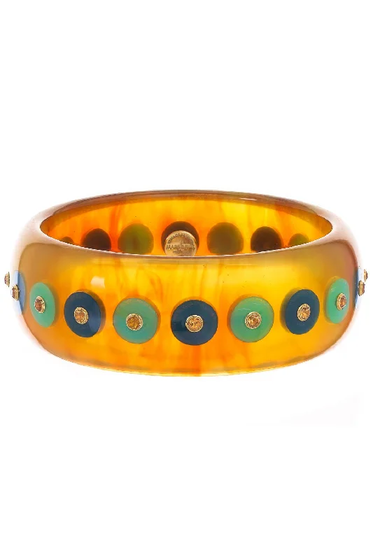 Tortoise Citrine Blue Bakelite Bangle