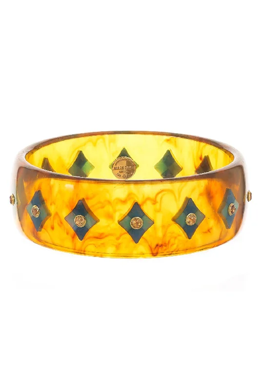 Tortoise Citrine Blue Bakelite Bangle