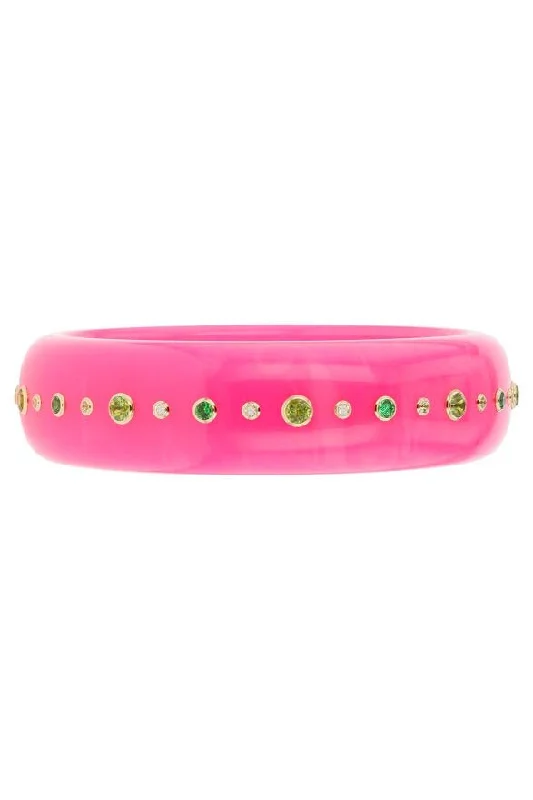 Tsavorite Pink Bakelite Bangle Bracelet