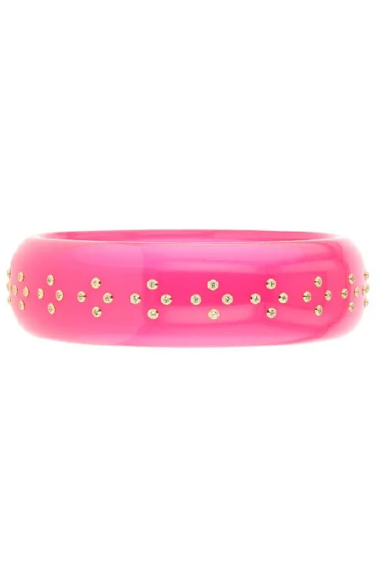 White Topaz Pink Bakelite Bangle Bracelet