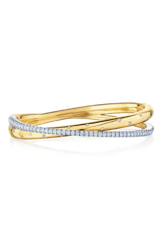 Orbit Crossover Bangle- Two Tone