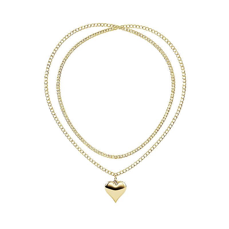 Puffy Heart on an Oval Link Chain