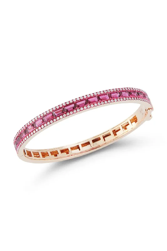 Rubellite & Diamond Origami Bangle