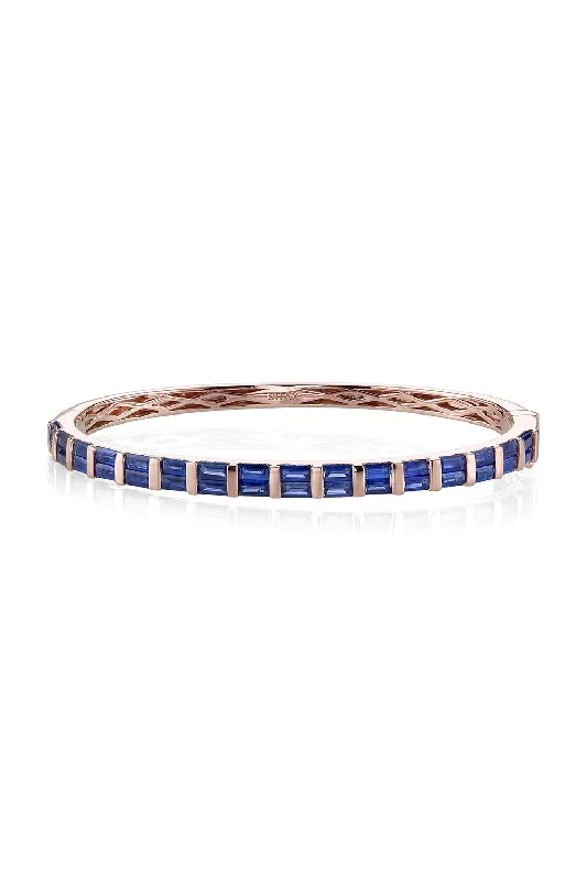 Half Baguette Blue Sapphire Bangle